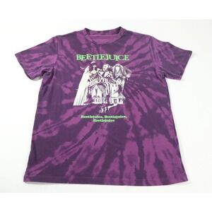 Beetlejuice Shirt Medium Purple‎ Tie Dye Graphic Tee Movie Unisex Short Sleeve